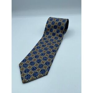 Jos A Bank Signature Gold Limited Edition Silk Tie Blue Medallion Paisley USA